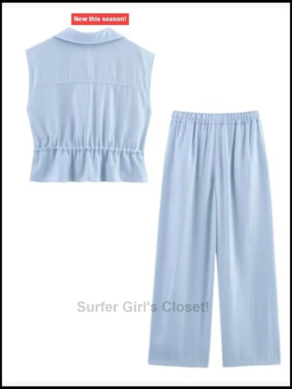 Women's 2 Piece Set Sleeveless Safari Tops with Drawstring Waist & Pockets